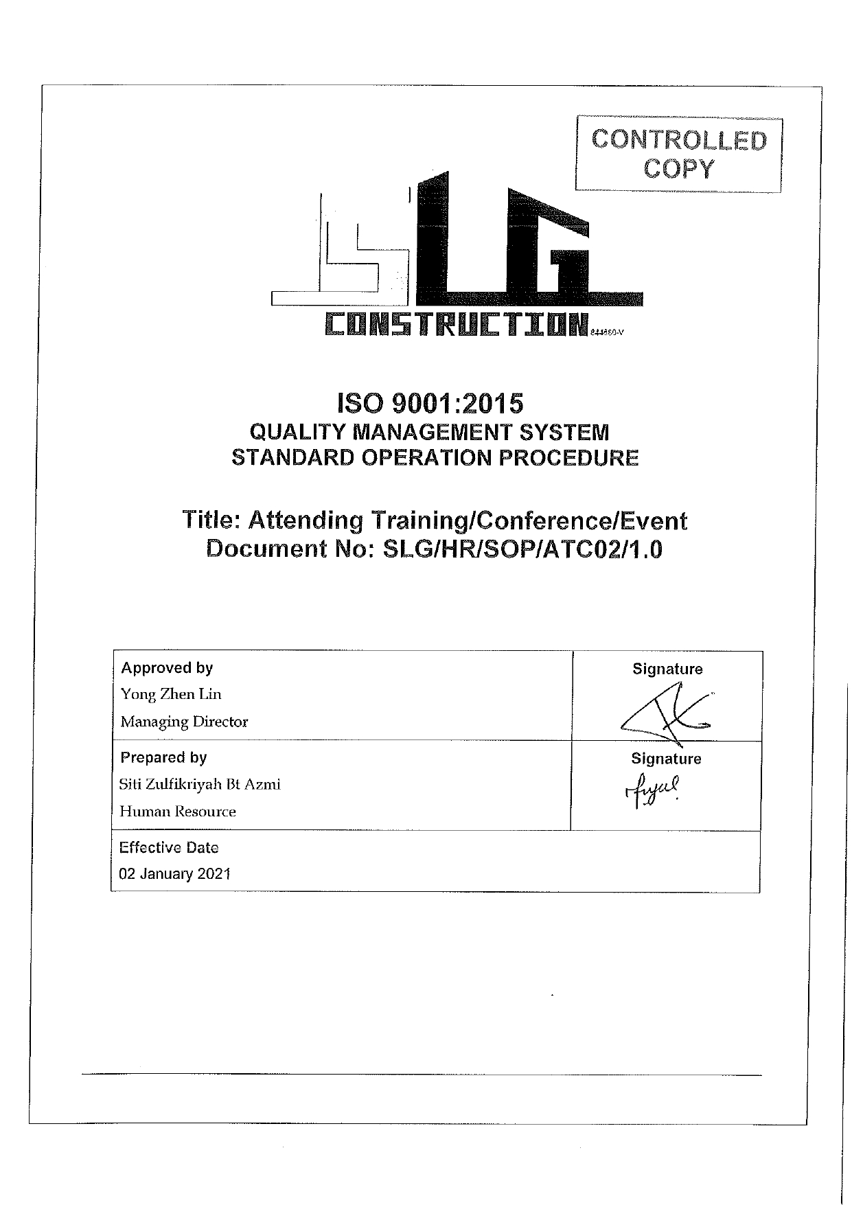 SLG-PRO-SOP Page 1